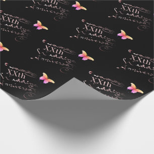 "Happy (Custom) Wedding Anniversary" Black Wrapping Paper