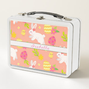 Happy Customize Easter Chicken And Rabbit Metal Lunch Box