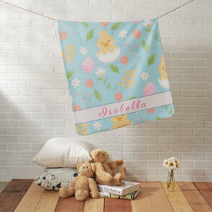 Happy Customize Easter Chicken Baby Blanket