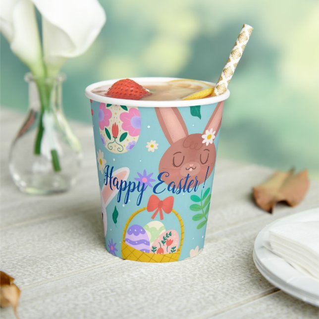 Happy Customize Easter Cute Rabbits Paper Cups (Insitu)