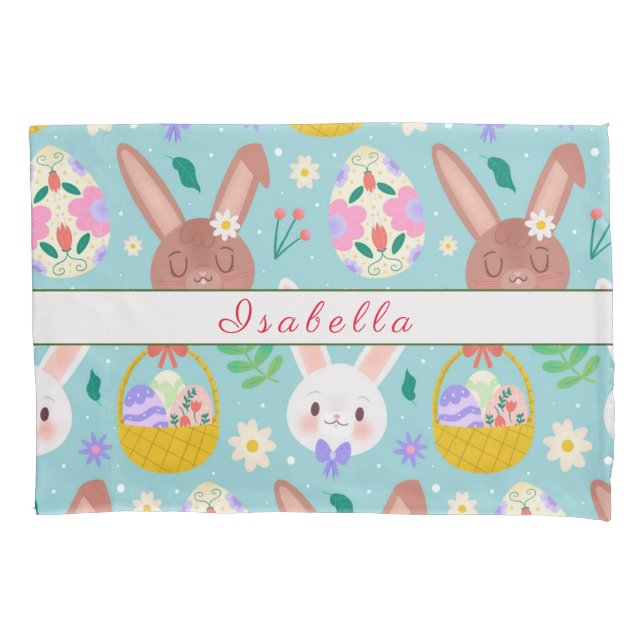 Happy Customize Easter Cute Rabbits Pillow Case (Front)