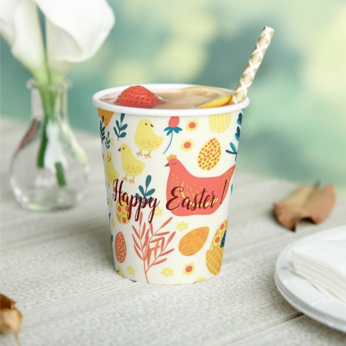 Happy Customize Easter Cute Vintage Chicken Paper Cups