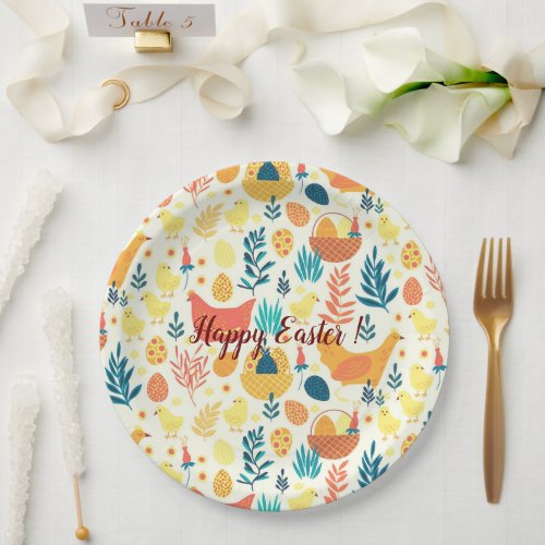 Happy Customize Easter Cute Vintage Chicken Paper Plates