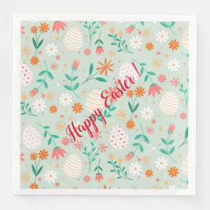 Happy Customize Easter Egg Floral Paper Dinner Napkins
