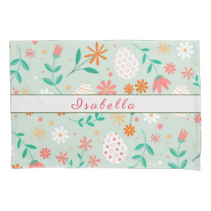 Happy Customize Easter Egg Floral Pillow Case