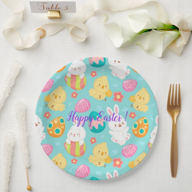 Happy Customize Easter Rabbit And Chicken Paper Plates (Wedding)