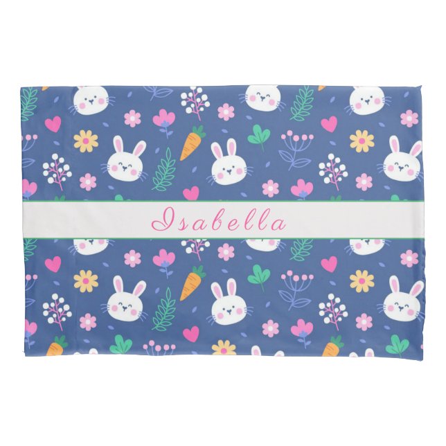 Happy Customize Easter White Love Rabbit Pillow Case (Front)