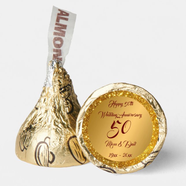 Happy Customize Gold Glitter 50th Anniversary Hershey®'s Kisses® (Front)