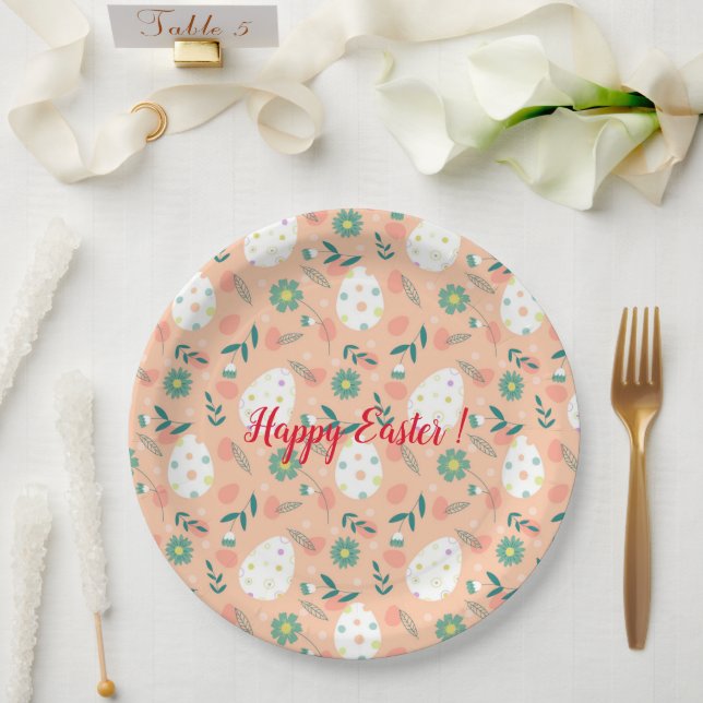 Happy Customize Orange Easter Egg Paper Plates (Wedding)