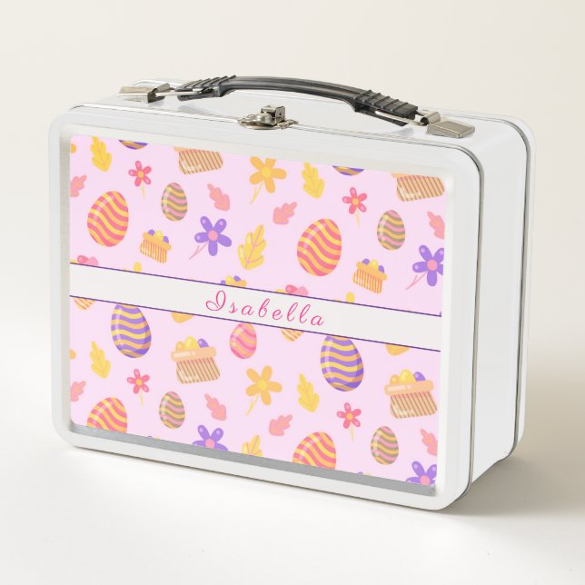 Happy Customize Purple Easter Metal Lunch Box (Front)