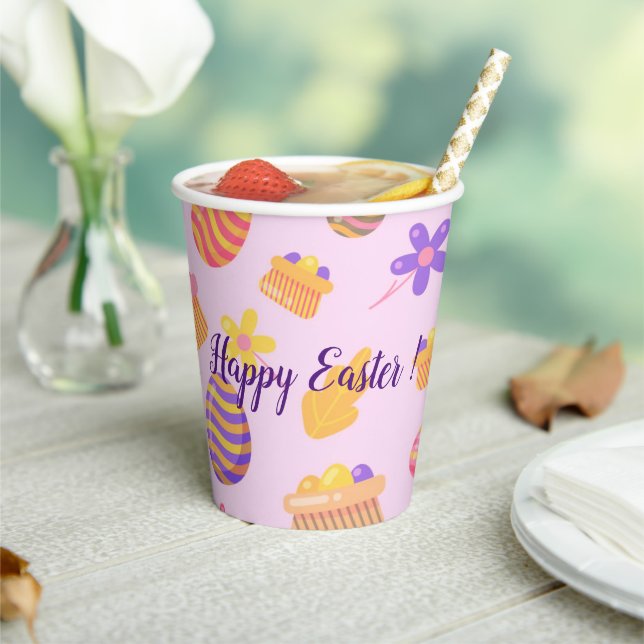 Happy Customize Purple Easter Paper Cups (Insitu)