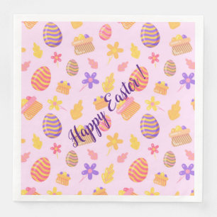 Happy Customize Purple Easter Paper Dinner Napkins
