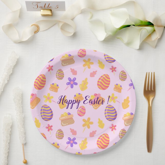Happy Customize Purple Easter Paper Plates (Wedding)