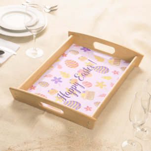 Happy Customize Purple Easter Serving Tray