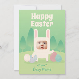 Happy Cute Baby Bunny 1st Easter Holiday Card