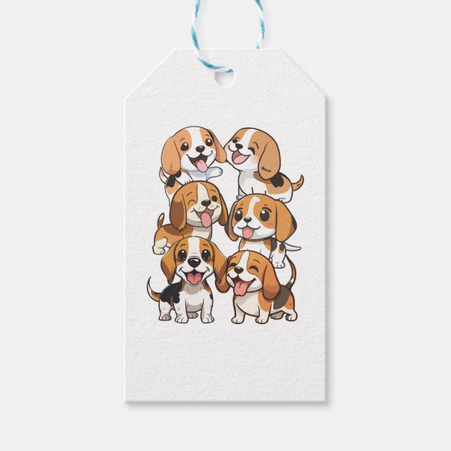 happy cute beagle dogs gift tags (Front)