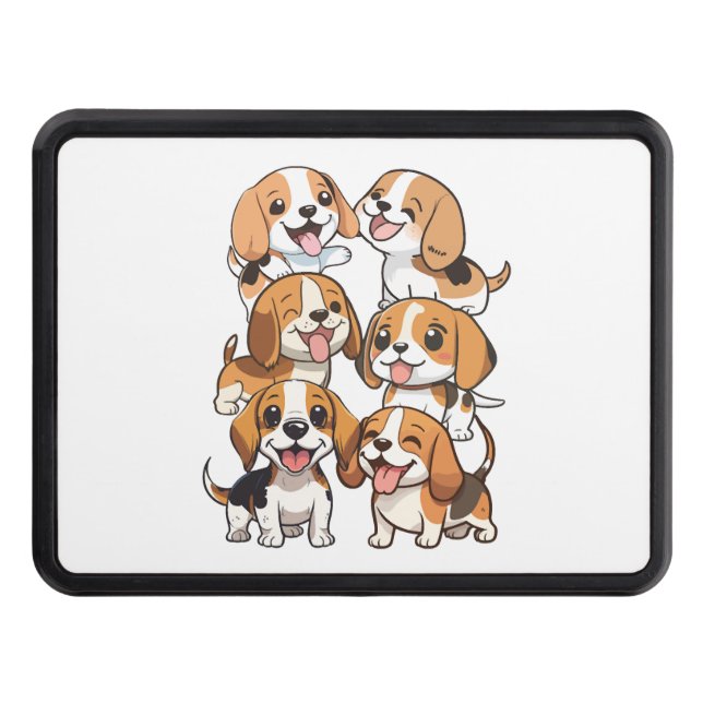 happy cute beagle dogs hitch cover (Front)