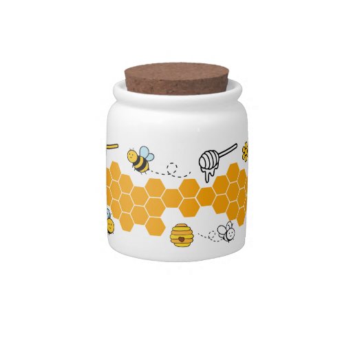 Happy Cute Bee Comb Funny Honey Pattern Candy Jar
