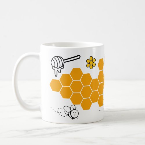 Happy Cute Bee Comb Funny Honey Pattern Coffee Mug