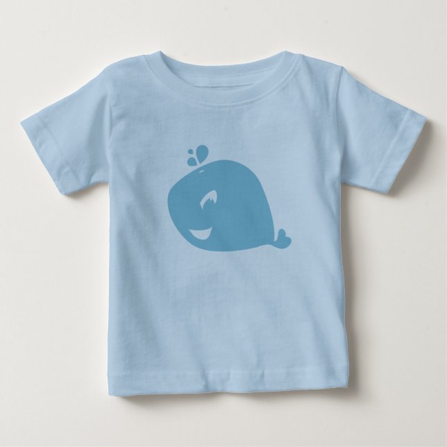 Happy Cute Blue Whale Baby T-Shirt (Front)