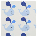 Happy Cute Blue Whale Fabric