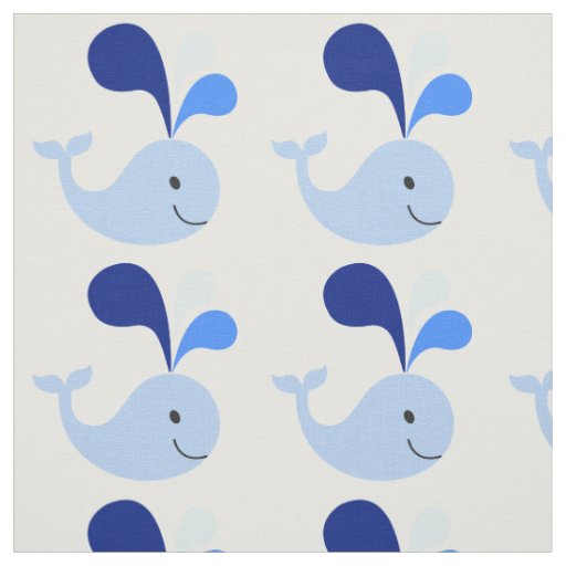 Happy Cute Blue Whale Fabric