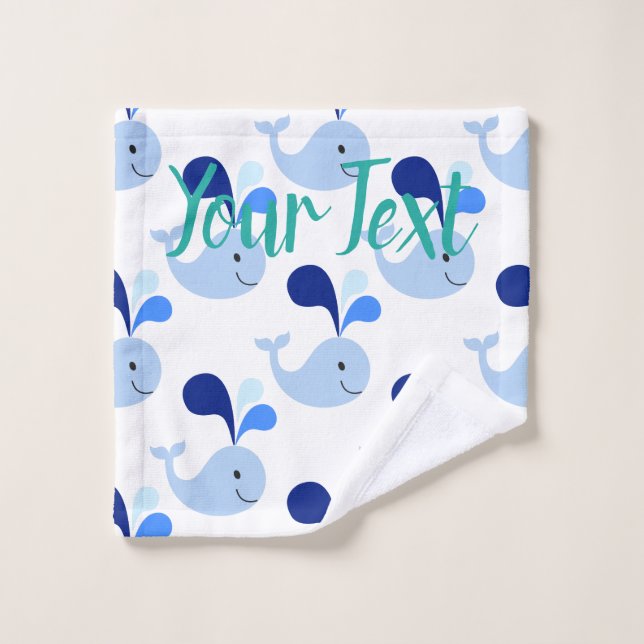 Happy Cute Blue Whale Wash Cloth (Wash Cloth)