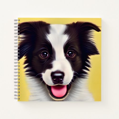 Happy Cute Border Collie Puppy Portrait Notebook