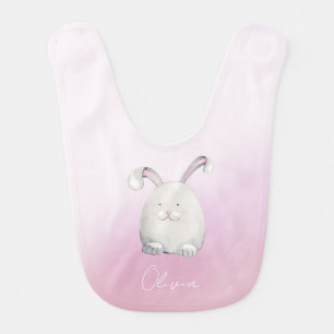 Happy Cute Bunny Illustration Baby Bib