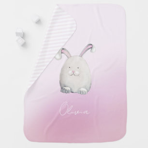 Happy Cute Bunny Illustration Baby Blanket