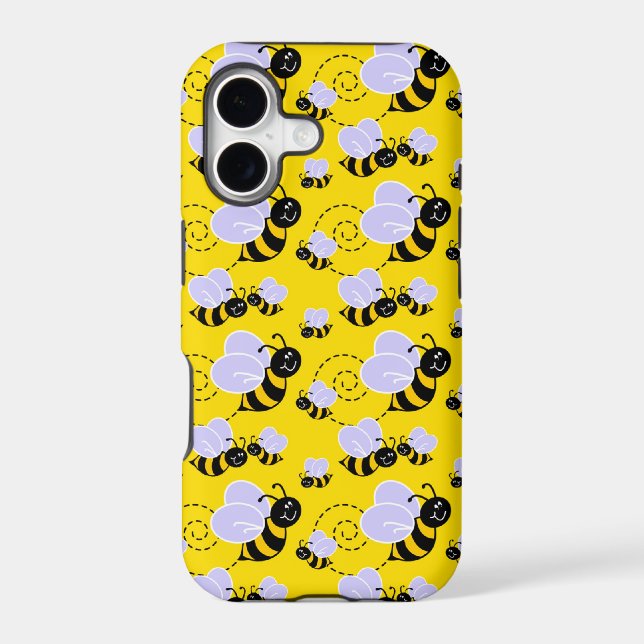 happy cute buzzing bumble bees iphone case (Back)