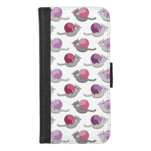 Happy Cute Cats Playing with Balls iPhone 8/7 Wallet Case