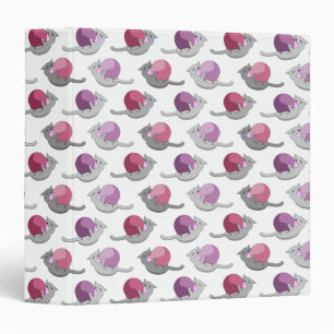 Happy Cute Cats Playing with Balls Pattern 3 Ring Binder