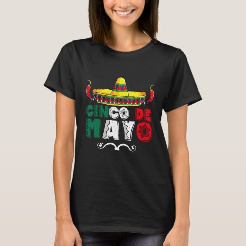 Happy  Cute Cinco De Mayo Sombrero For Men Women F T_Shirt