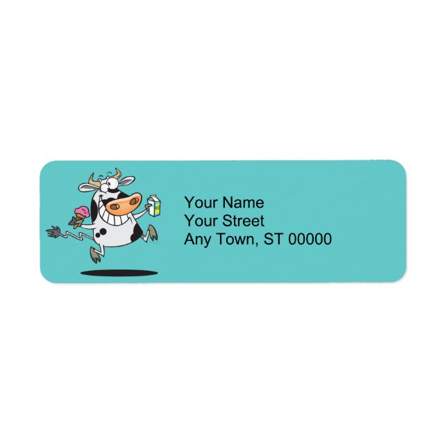happy cute dairy cow cartoon ice cream milk label (Front)