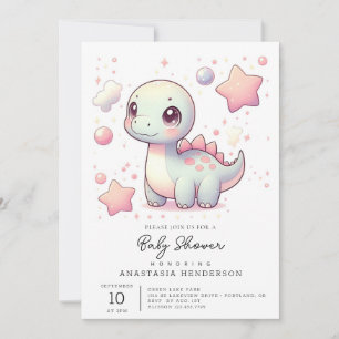 Happy Cute Dinosaur Baby Shower Invitation