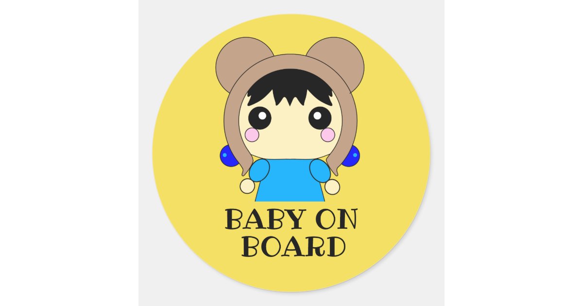 Yellow Baby on Board Sign Sticker with Cheerful Baby