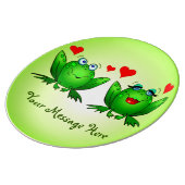Happy Cute Green Cartoon Frogs Your Message Dinner Plate (Side)