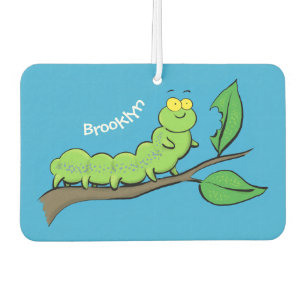 Happy cute green caterpillar cartoon illustration air freshener