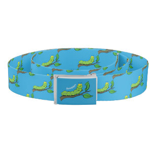 Happy cute green caterpillar cartoon illustration belt