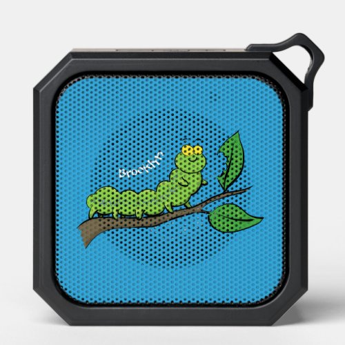 Happy cute green caterpillar cartoon illustration bluetooth speaker