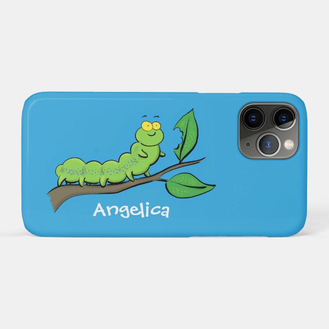 Happy cute green caterpillar cartoon illustration Case-Mate iPhone case (Back (Horizontal))