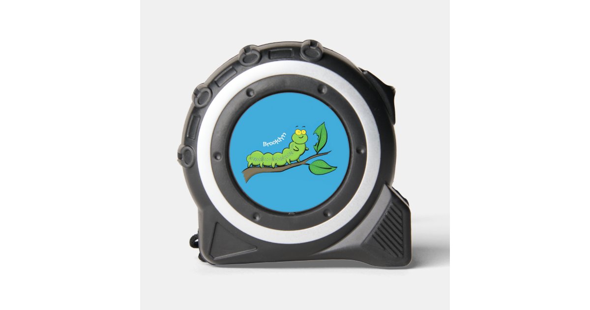 Happy cute green caterpillar cartoon illustration tape measure Zazzle