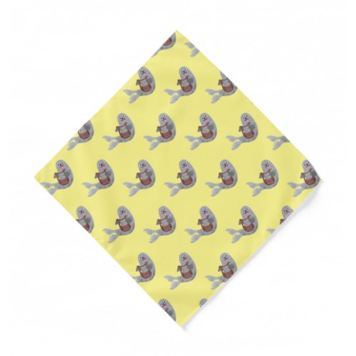 Happy cute harp seal cartoon illustration bandana