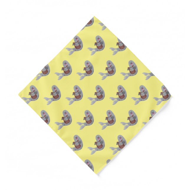 Happy cute harp seal cartoon illustration bandana (Front)