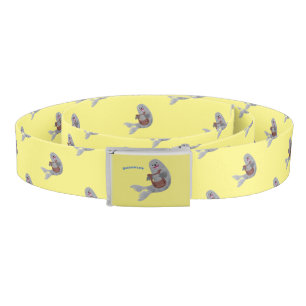 Happy cute harp seal cartoon illustration belt