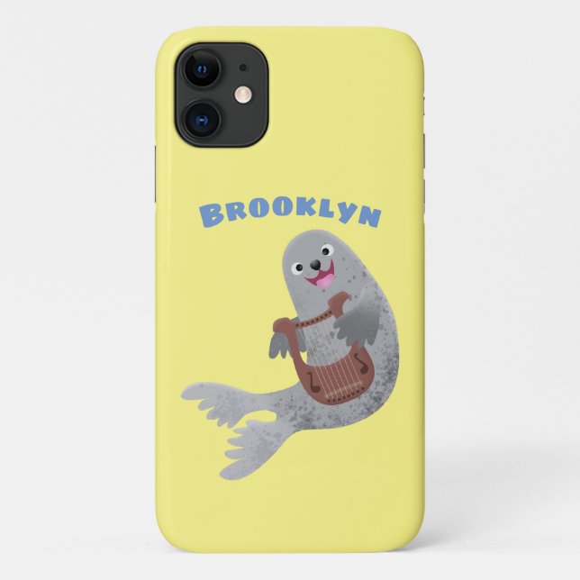 Happy cute harp seal cartoon illustration Case-Mate iPhone case (Back)