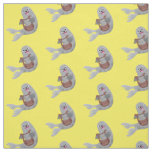 Happy cute harp seal cartoon illustration fabric