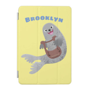 Happy cute harp seal cartoon illustration iPad mini cover