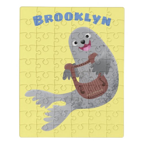 Happy cute harp seal cartoon illustration jigsaw puzzle